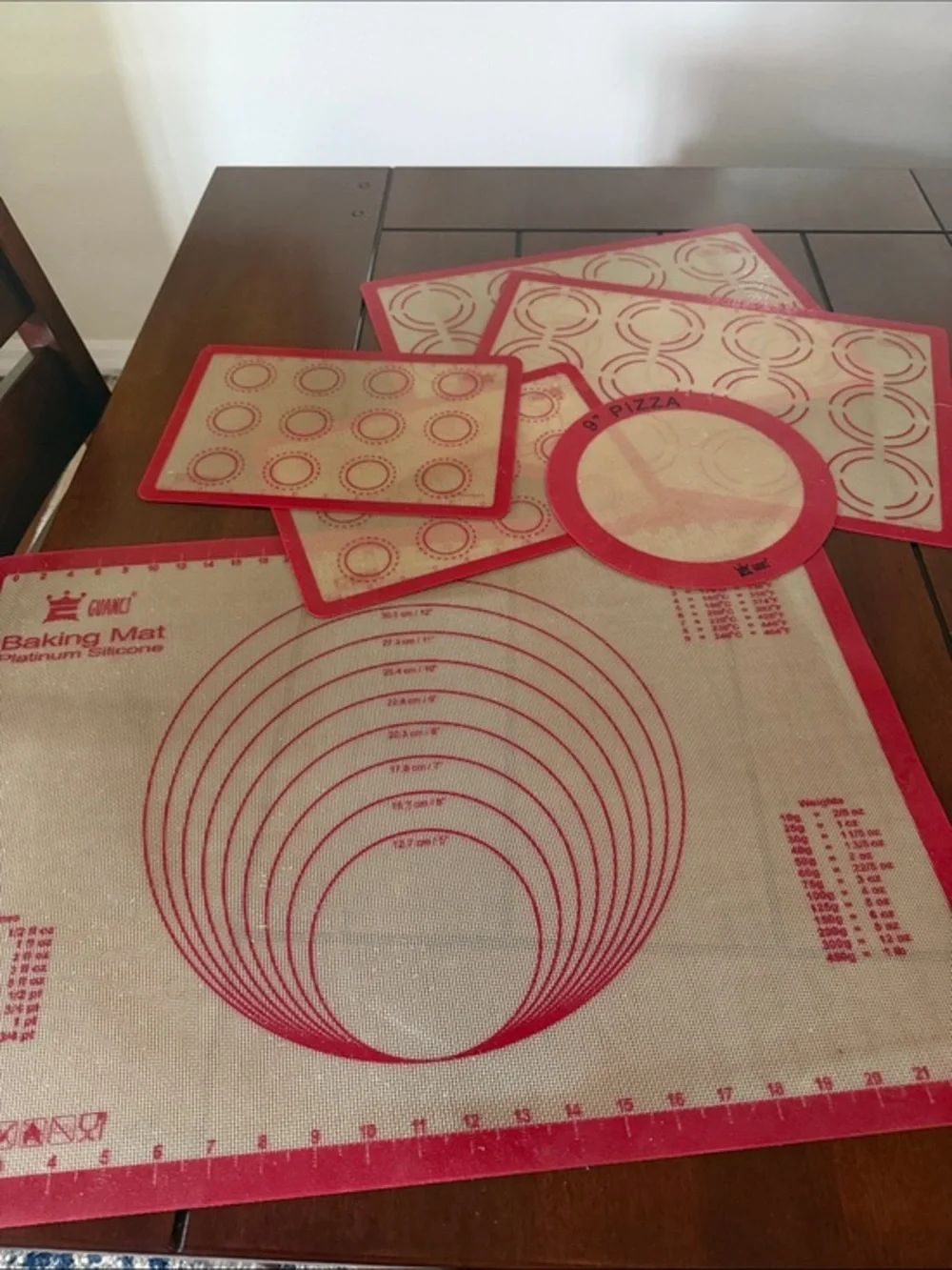 Red and Cream Silicone Baking Mat Set with Nonstick Surface